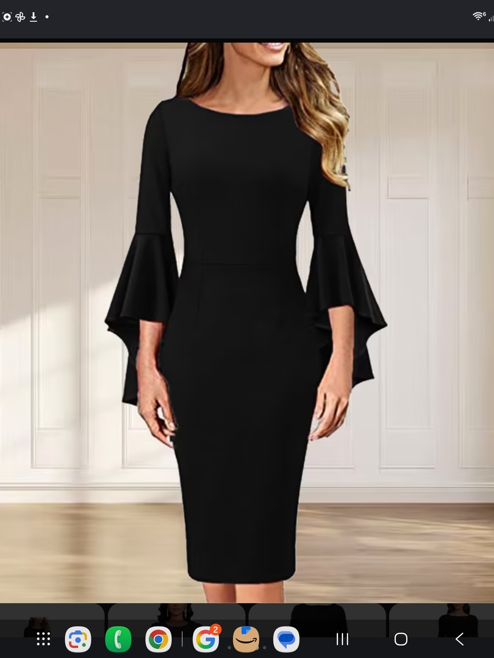 Lulu's Black Long-Sleeve Bell-Sleeve Sheath Dress